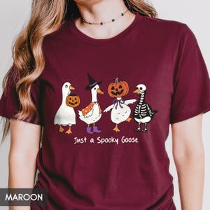 Just a Spooky Goose, Cute Halloween shirt, Silly goose, Fall pumpkins, Trick or treat outfit for her or him, witchy goose, Autumn tee image 6