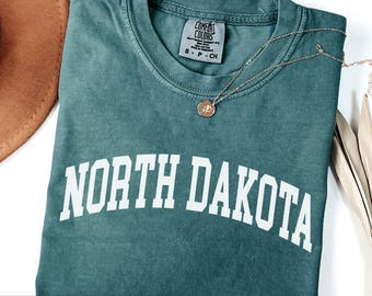 Comfort Colors® North Dakota Shirt, State of North Dakota Shirt, Travel Shirt for him or her, Cute TShirt, Vintage Retro ND Trip tee