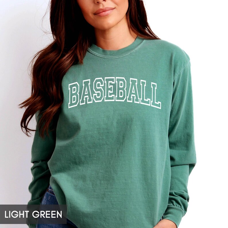Comfort Colors® Long Sleeve Baseball shirt, Retro Vintage aesthetic Baseball Mom or Dad (unisex), Game Day, Base Ball Collegiate style team image 8