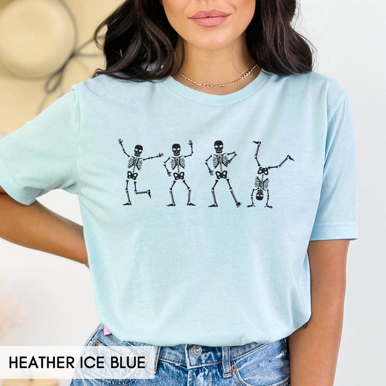 Chemise d'Halloween, Chemise d'automne, Chemise squelette de danse, T-shirt d'Halloween, Jolie chemise squelette, Tenue d'Halloween, Pour femme, Pour homme image 4