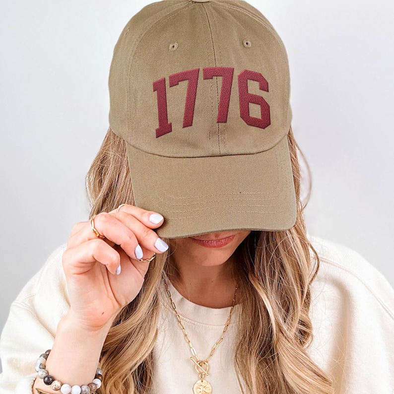 1776 USA Embroidered Hat, July 4 Baseball Cap, Mens fit Independence Day Patriotic outfit for him or her, United States of America Hat image 3