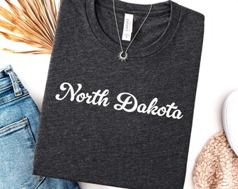 North Dakota Shirt, State of North Dakota Shirt, North Dakota gift for him or gift for her, ND TShirt, Vintage Retro North Dakota Tee