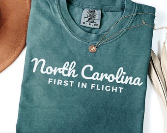 Comfort Colors® North Carolina Shirt, First in Flight Shirt, Travel Shirt for him or her, Cute TShirt, Vintage Retro NC Trip tee