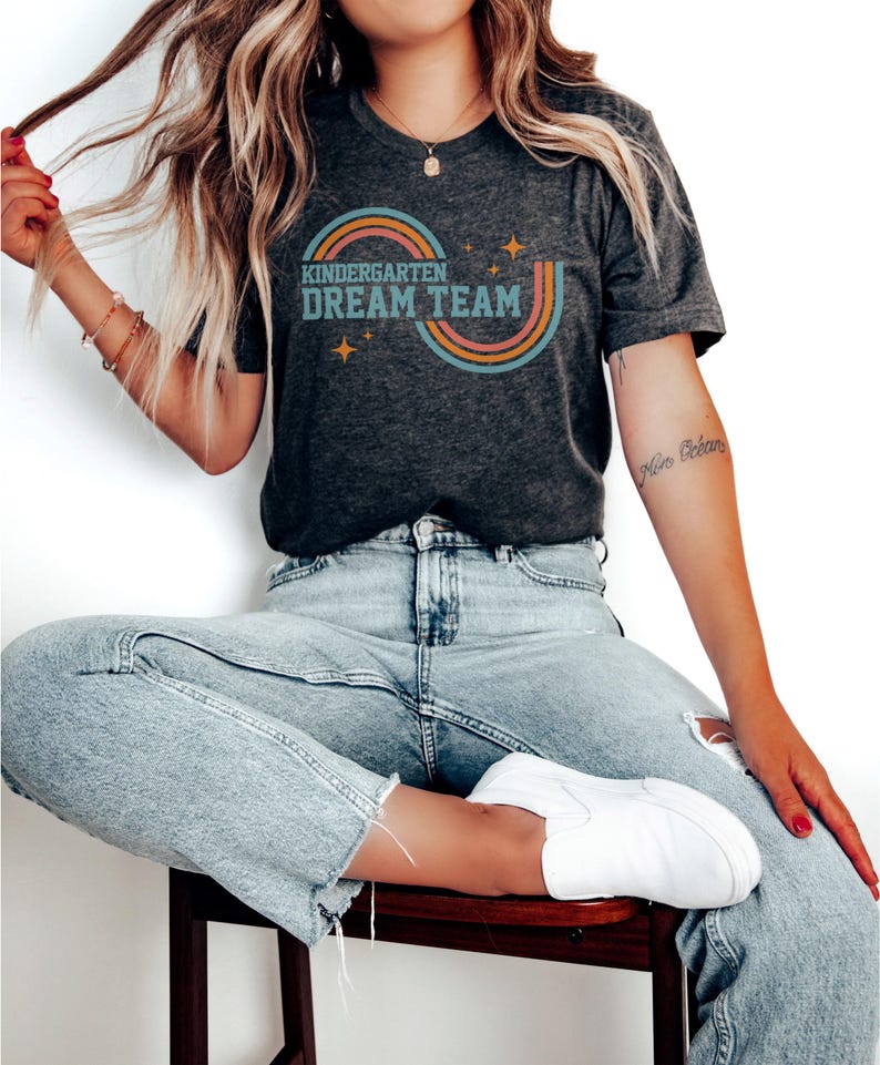 Kindergarten Dream Team, Teacher Shirts, Retro Teacher Tees, back to school team, Kindergarten Teacher Crew, New Teacher, Matching Teacher image 2