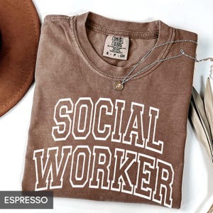 Camiseta Comfort Colors® para trabajadores sociales, camiseta para trabajadores sociales escolares, regalo para mostrar aprecio a los trabajadores sociales, camiseta universitaria vintage LSW LCSW para él o ella imagen 4