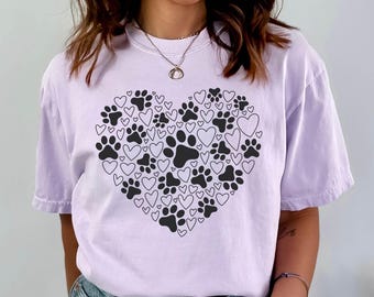 Comfort Colors® Valentines Day Dog Lover Sweatshirt, Dog is my Valentine paw print heart