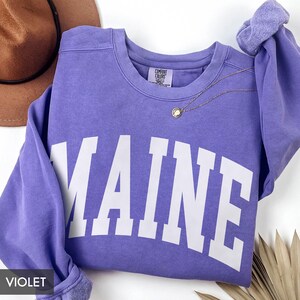Comfort Colors® Maine Sweatshirt, State of Maine Gift for him her, Vintage Retro Maine Hoodie, Maine Family Vacation Travel outfit image 6
