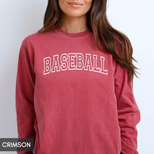 Comfort Colors® Long Sleeve Baseball shirt, Retro Vintage aesthetic Baseball Mom or Dad (unisex), Game Day, Base Ball Collegiate style team image 6