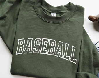 BASEBALL Sweatshirt, Collegiate Style Baseball crewneck, Game day shirt, Vintage retro baseball outfit for her or him (unisex), Baseball Mom