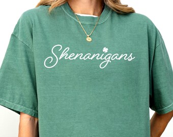 Comfort Colors® St Patricks Day Shirt, Cute Shenanigans shirt, Funny St Patricks Day Outfit for women or men, Lucky Shirt for her or him