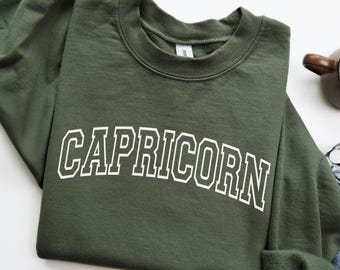 Capricorn Zodiac Sweatshirt, Varsity December January Birthday Hoodie