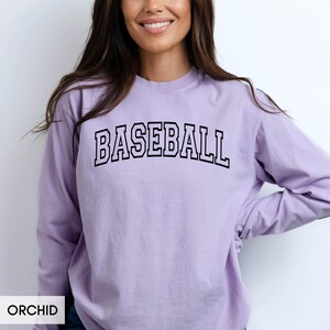Comfort Colors® Long Sleeve Baseball shirt, Retro Vintage aesthetic Baseball Mom or Dad (unisex), Game Day, Base Ball Collegiate style team image 3