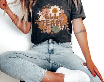 Camiseta para el equipo ELL, camiseta para profesor de ELL, camiseta floral de otoño para profesor, regalo para profesor de inglés, camiseta para aprendiz de idiomas, profesor de ESL, camiseta TESOL