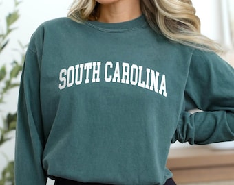 Comfort Colors® South Carolina LONG sleeve shirt, State of South Carolina gift for him or gift her, Cute Tshirt, Vintage Retro Travel tee