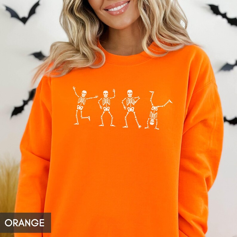 Halloween Sweatshirt, Fall Sweater, Dancing Skeleton Sweatshirt, Halloween Hoodie, Cute Skeleton Shirt, Halloween Outfit, For Women, For Men Bild 8