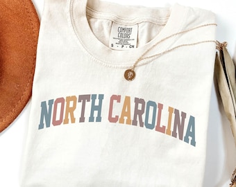 Comfort Colors® North Carolina Shirt, State of North Carolina Shirt, Travel Shirt for him or her, Cute TShirt, Retro NC Trip tee (Summer)