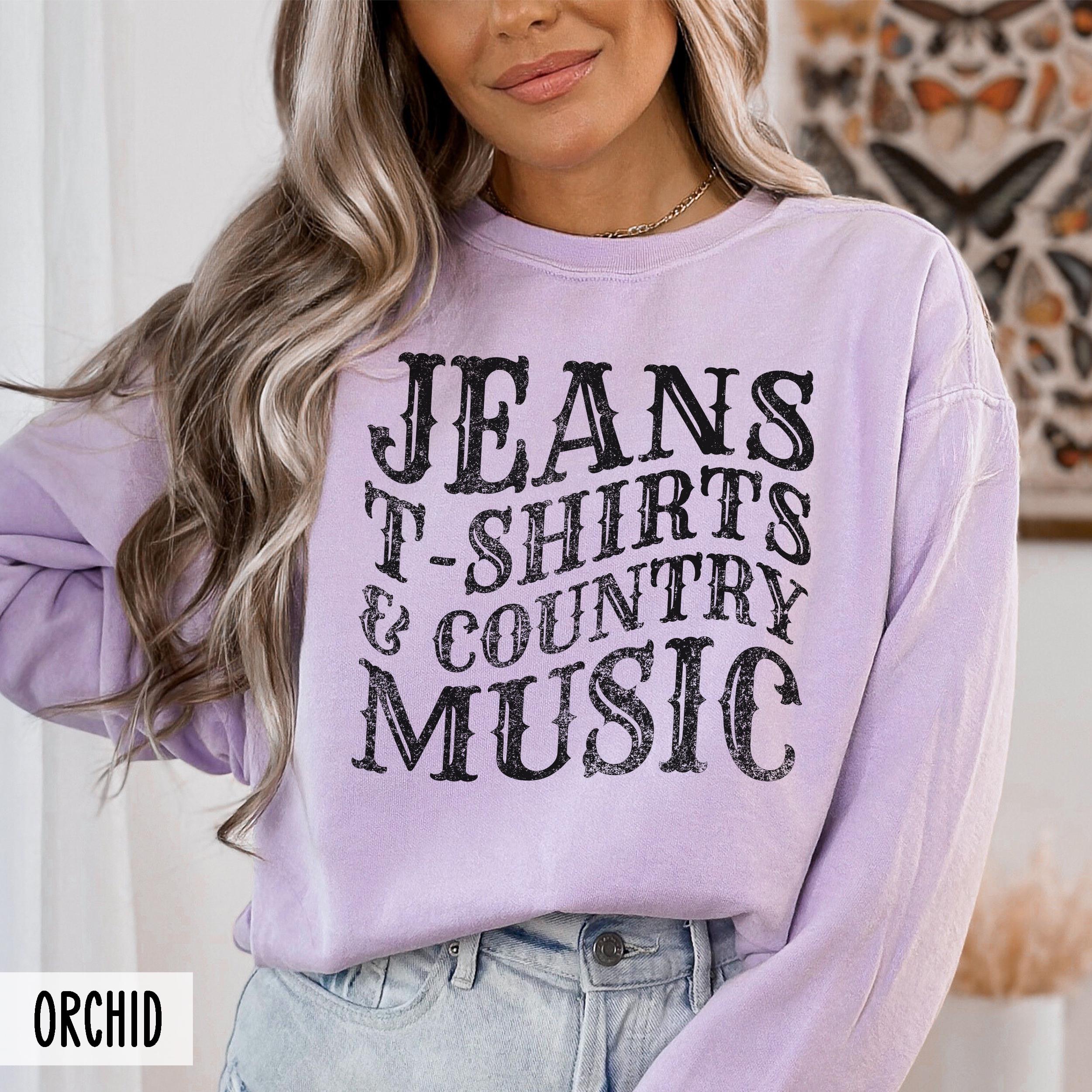 Comfort Colors® Jeans Tshirts and Country Music Sweatshirt, Raised on 80s or 90s Music, Country Concert, Southern Hoodie, Western Crewneck
