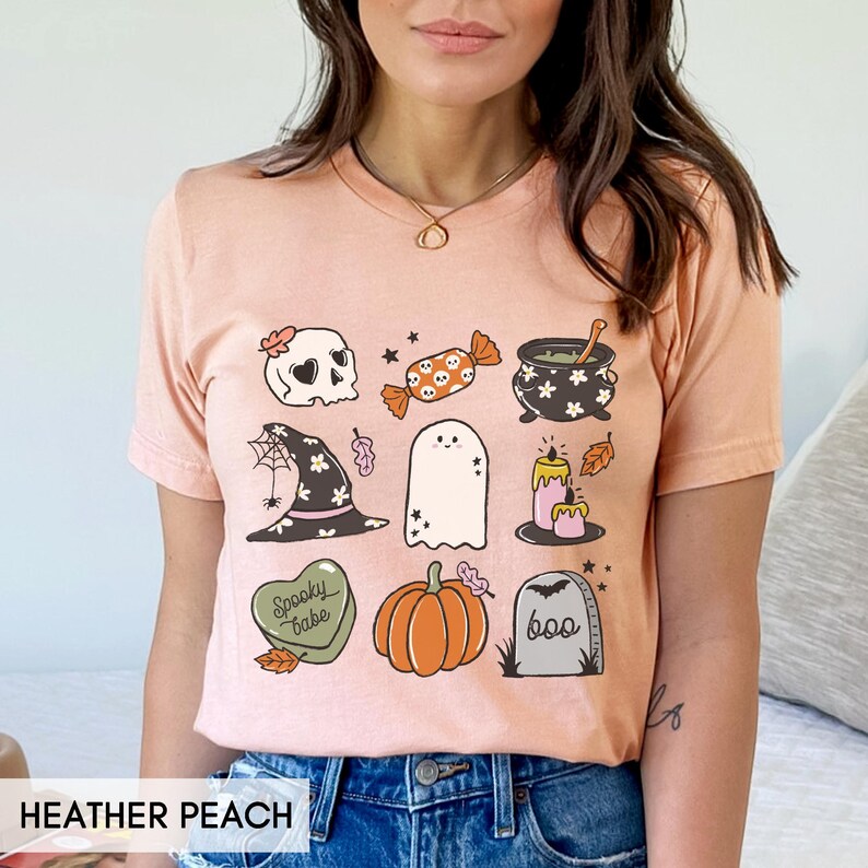 Spooky Fall shirt, Cute Boo t-shirt for her or him, Spooky babe, Fall Favorite Things, Halloween outfit, Ghost skull pumpkin & witchy image 6