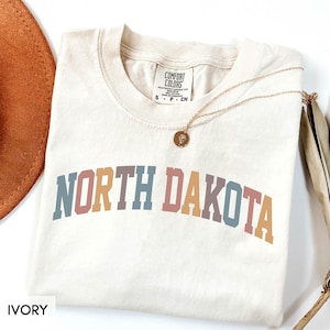 Comfort Colors® North Dakota Shirt, State of North Dakota Shirt, Travel Shirt for him or her, Cute Dakota TShirt, Retro ND Trip tee (Summer)
