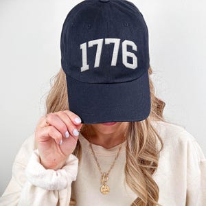 1776 USA Embroidered Hat, July 4 Baseball Cap, Mens fit Independence Day Patriotic outfit for him or her, United States of America Hat image 2