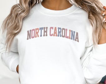 North Carolina Sweatshirt, NC Crewneck, State of North Carolina Gift for him or her, Retro Hoodie, Family Vacation Travel Outfit (Spring)