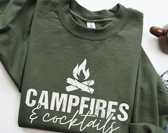 Campfires & Cocktails Sweatshirt, Camping Adventure Crewneck