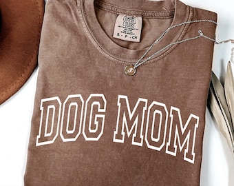 Comfort Colors® Dog Mom Shirt, Varsity style Dog Mama Tee, Dog Lover Shirt, Mom of Dogs, Dog Mom Gift, Gift for Dog Lover, Better with Dogs