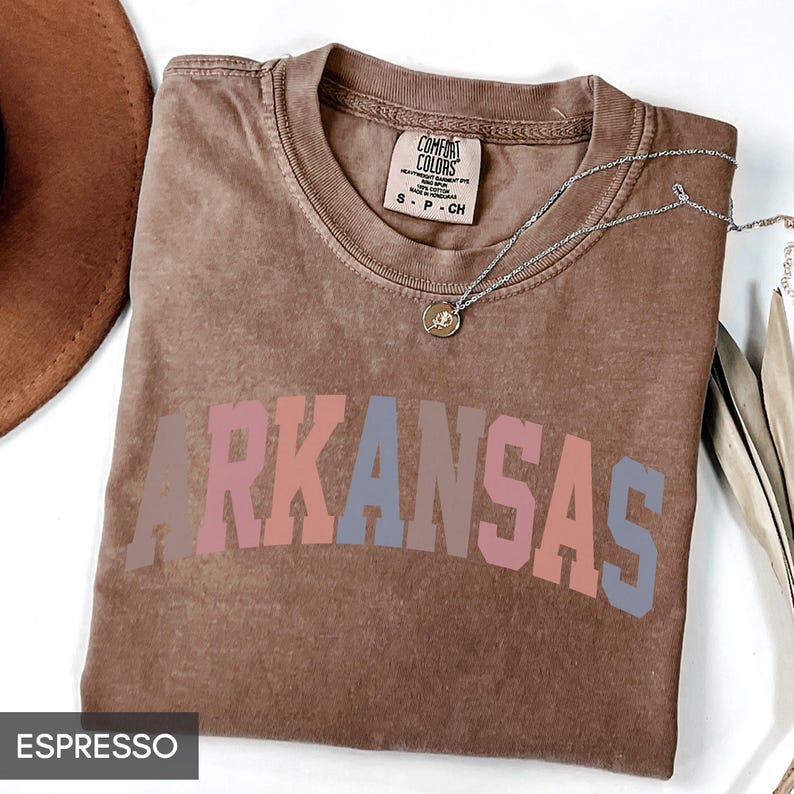 Comfort Colors® Arkansas Shirt, State of Arkansas Shirt, Travel Shirt for him or her, Cute Arkansas TShirt, Vintage Retro AR Trip (Spring) image 6