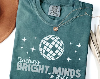 Comfort Colors® Disco Teacher Shirt, Neurodiversity Autism Shirt, Teaching the Bright minds to shine, Speech Therapy, SPED BCBA Inclusion