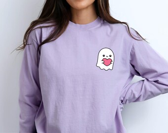 Comfort Colors® Valentine's Day Little Ghost LONG sleeve shirt, be my boo tee