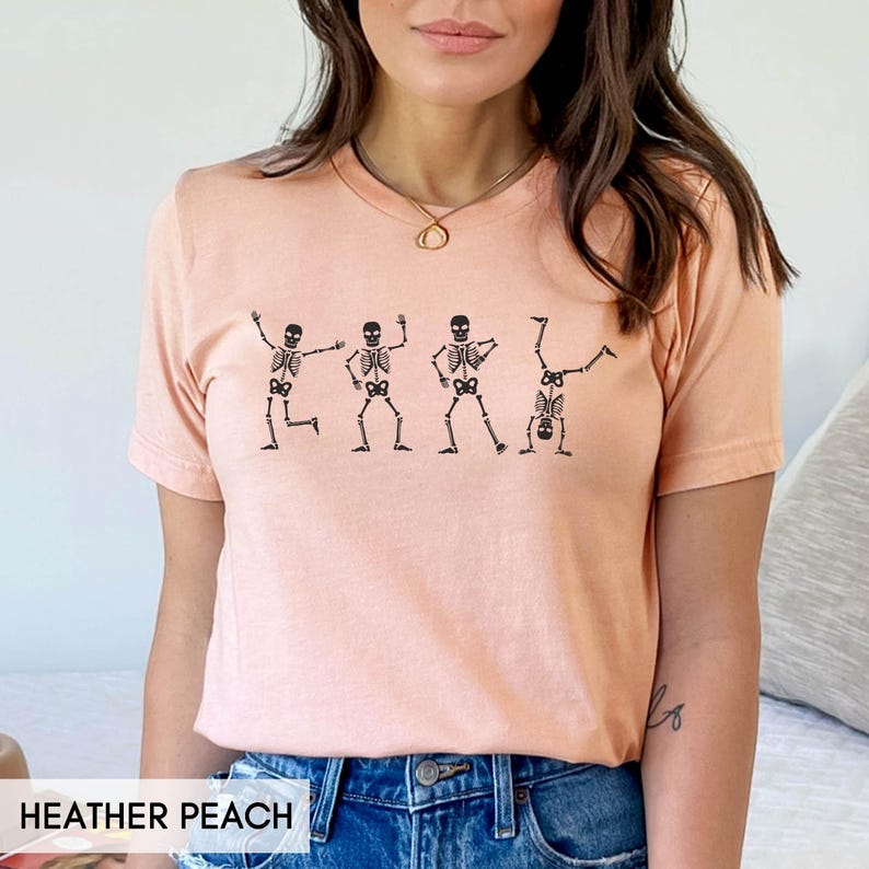 Chemise d'Halloween, Chemise d'automne, Chemise squelette de danse, T-shirt d'Halloween, Jolie chemise squelette, Tenue d'Halloween, Pour femme, Pour homme image 6