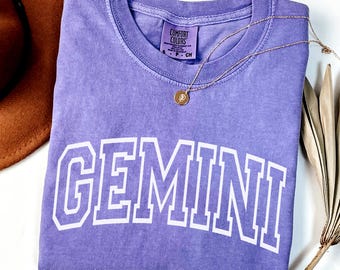 Comfort Colors® Gemini Shirt, Unisex Zodiac Crewneck May June Birthday gift tee