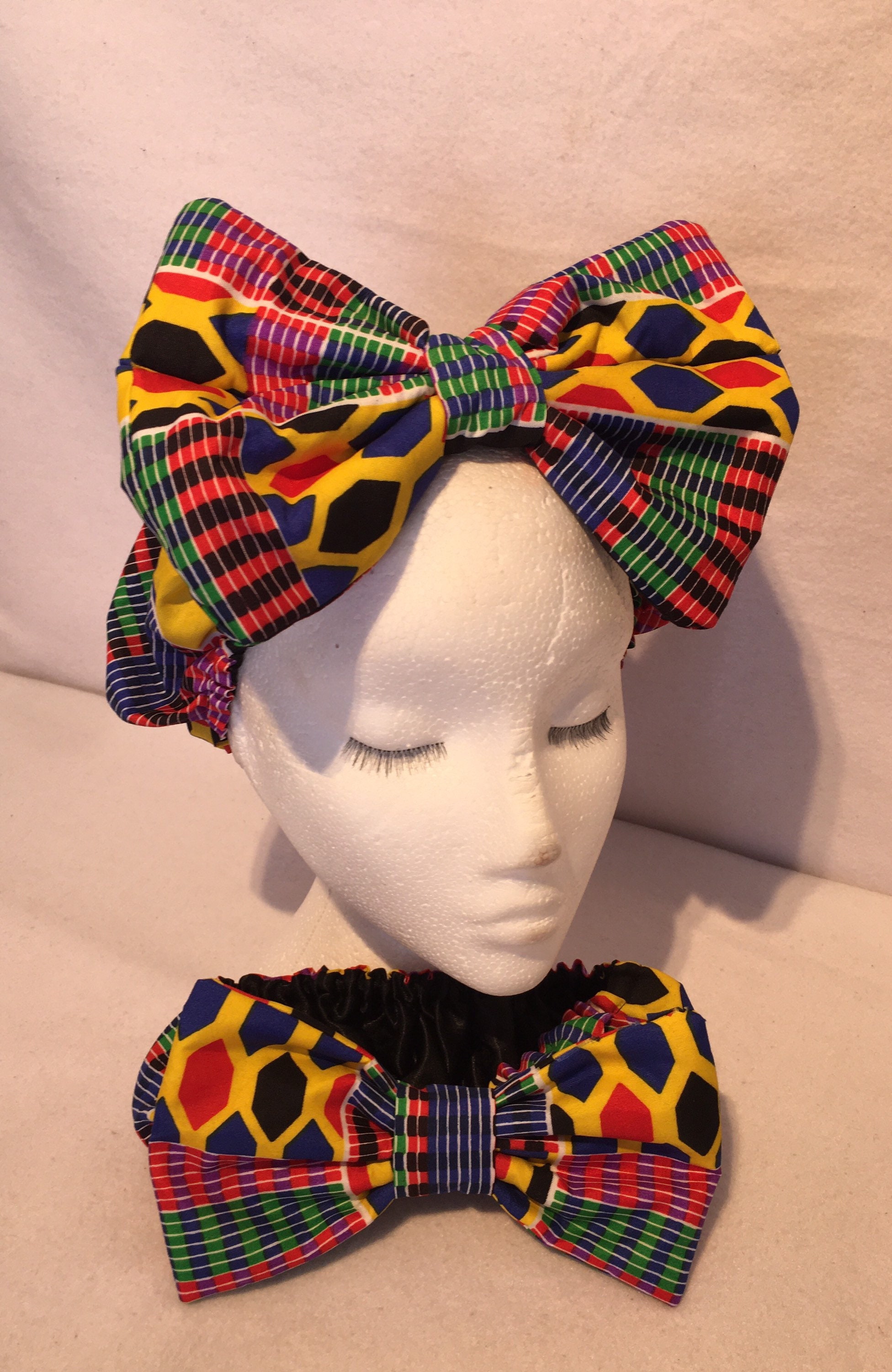 Kente Head Band Bow, Ankara Head Band, Silk Bonnet, - Etsy