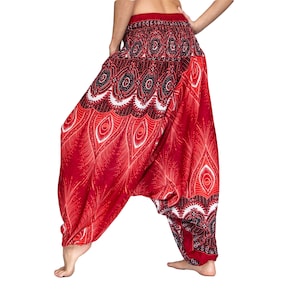 Haremshose Pumphose Aladinhose Pluderhose Baggy Goa Ballon Yoga Hose Jumpsuit KW rot