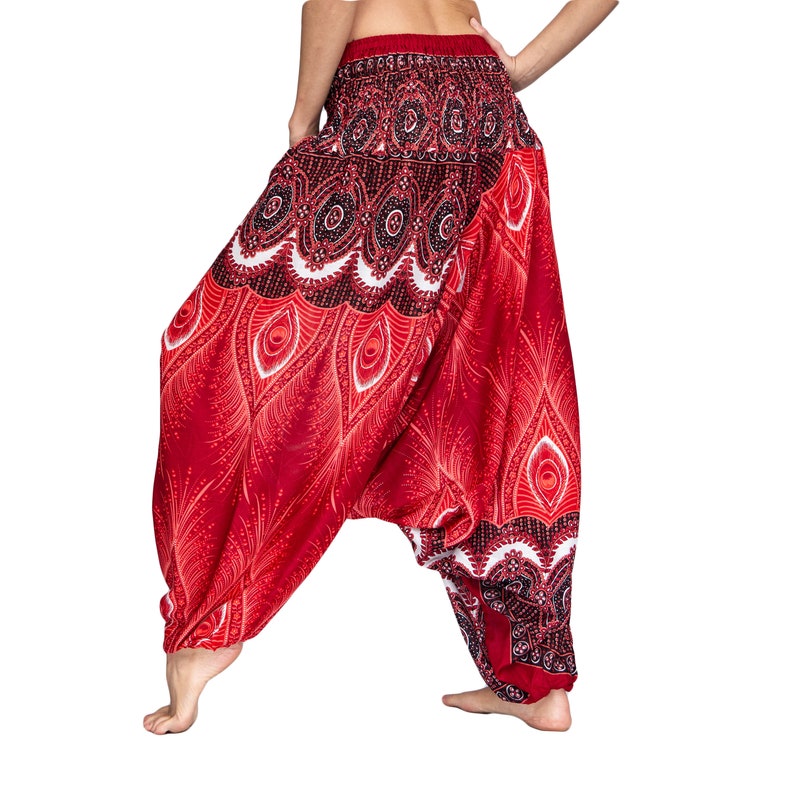 Haremshose Pumphose Aladinhose Pluderhose Baggy Goa Ballon Yoga Hose Jumpsuit KW rot