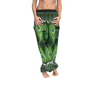 Haremshose Pumphose Aladinhose Pluderhose Baggy Goa Ballon Yoga Hose Damen KW grün