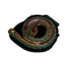 Didgeridoo instrument de forme ronde matériaux naturels sac de voyage spirale Australie Vert