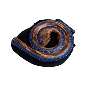 Didgeridoo instrument de forme ronde matériaux naturels sac de voyage spirale Australie Bleu