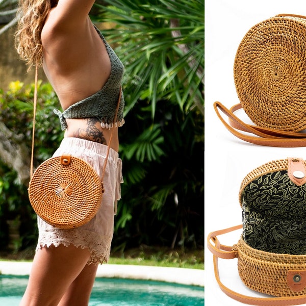 Rattan Umhängetasche Korbtasche Handtasche Naturprodukt Tasche Natur Sommer