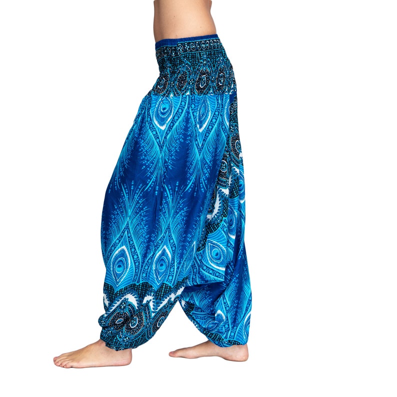 Haremshose Pumphose Aladinhose Pluderhose Baggy Goa Ballon Yoga Hose Jumpsuit KW hellblau