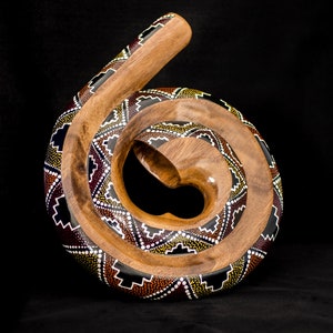 Didgeridoo instrument de forme ronde matériaux naturels sac de voyage spirale Australie image 1