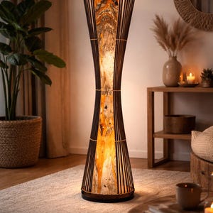 Asian floor lamp, designer lamp, floor lamp, decorative, handmade, height 150 cm, rattan. image 4
