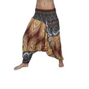 Haremshose Pumphose Aladinhose Pluderhose Baggy Goa Ballon Yoga Hose Jumpsuit KW braun