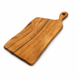 Tábua de corte em madeira maciça de teca, tábua de cozinha, tábua de picar, tábua de servir, tábua de café da manhã, 45 cm x 20 cm x 1,8 cm