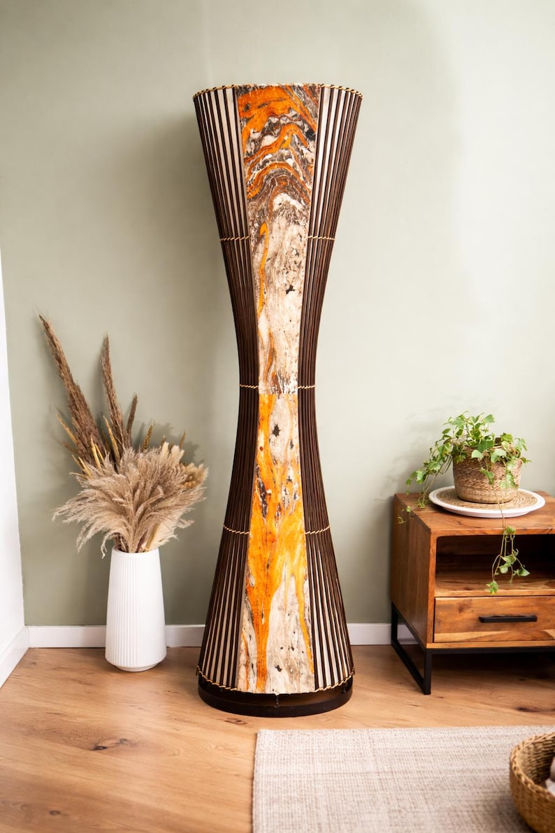 Asian floor lamp, designer lamp, floor lamp, decorative, handmade, height 150 cm, rattan. L8