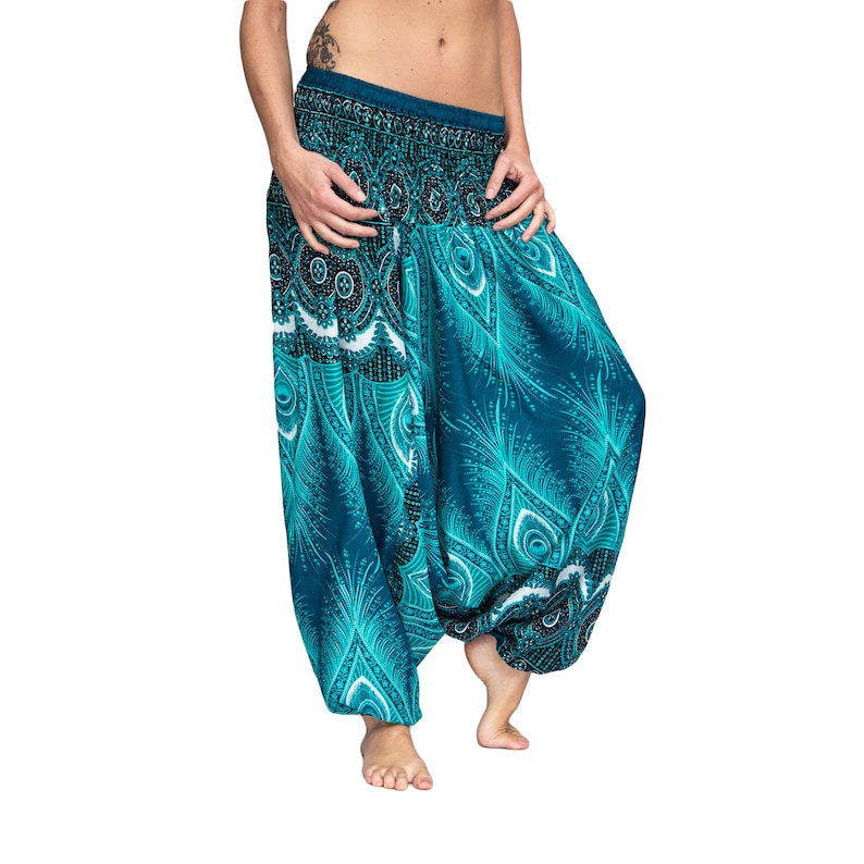 Haremshose Pumphose Aladinhose Pluderhose Baggy Goa Ballon Yoga Hose Jumpsuit KW petrol