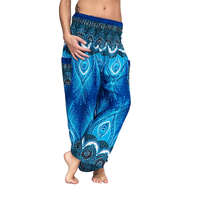 Harem pants, pump pants, Aladdin pants, harem pants, baggy Goa balloon yoga pants for women KW hellblau