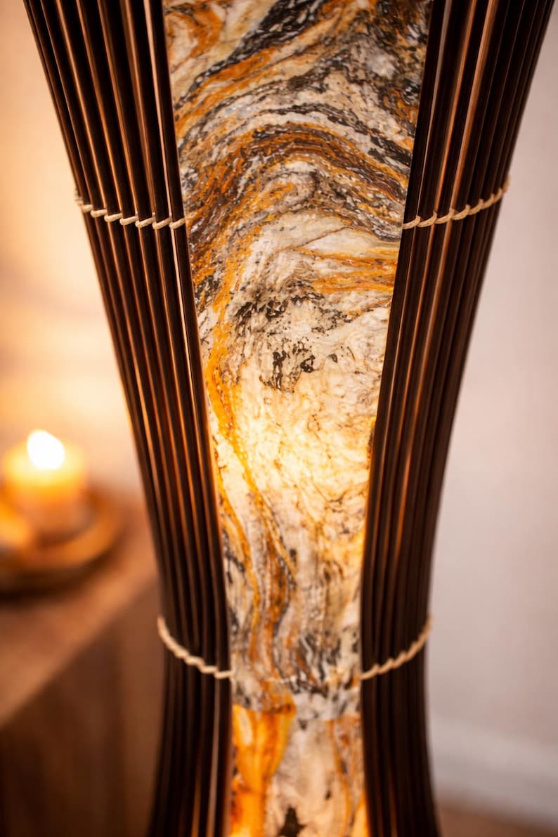Asian floor lamp, designer lamp, floor lamp, decorative, handmade, height 150 cm, rattan. image 5