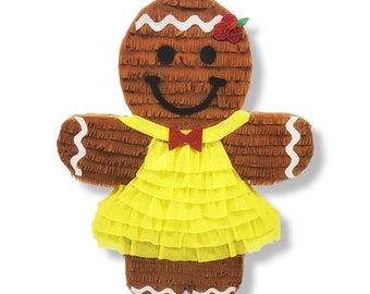 Gingerbread Girl Cookie Pinata - 14 inches tall - 2D Piñata - Holds 3 lbs of Candy