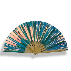 Clear Iridescent Holografic Multicolor PVC - Foldable Hand Fan